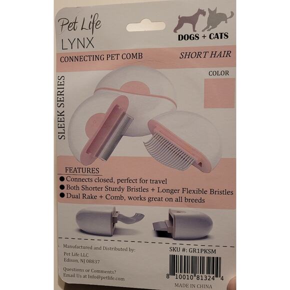 Pet Life Lynx Short Hair Connecting Pink Pet Comb - Picture 2 of 5